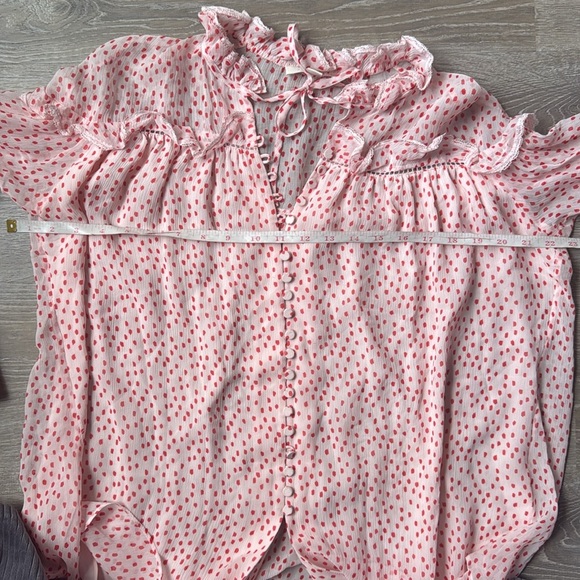 Jonathan Simkhai Delicate Romantic Silk Crepe Polka Dot Print Blouse Small - Picture 11 of 12